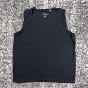 Chico's Black Tank Top Womens Size 2 Large Cotton Knit Sleeveless Casual Comfort
